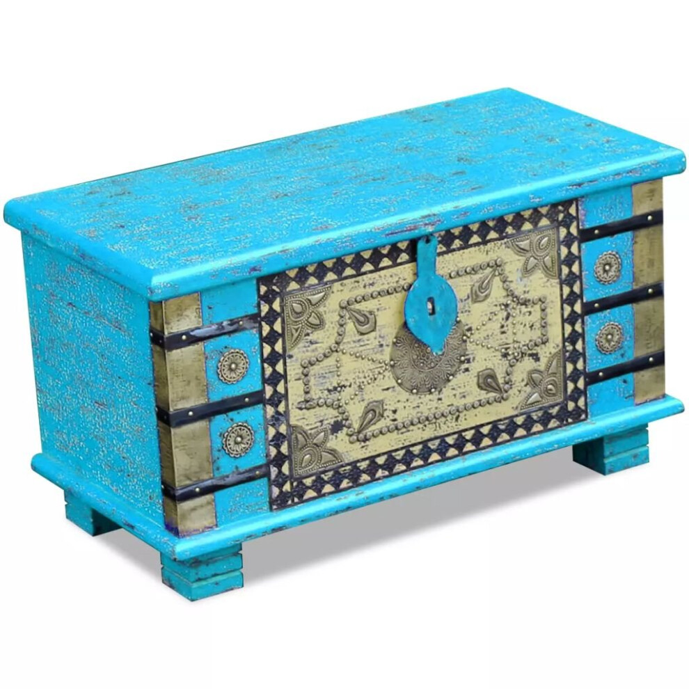 vidaXL Storage Chest Blue Mango Wood 80x40x45cm Oriental Design Cabinet Box