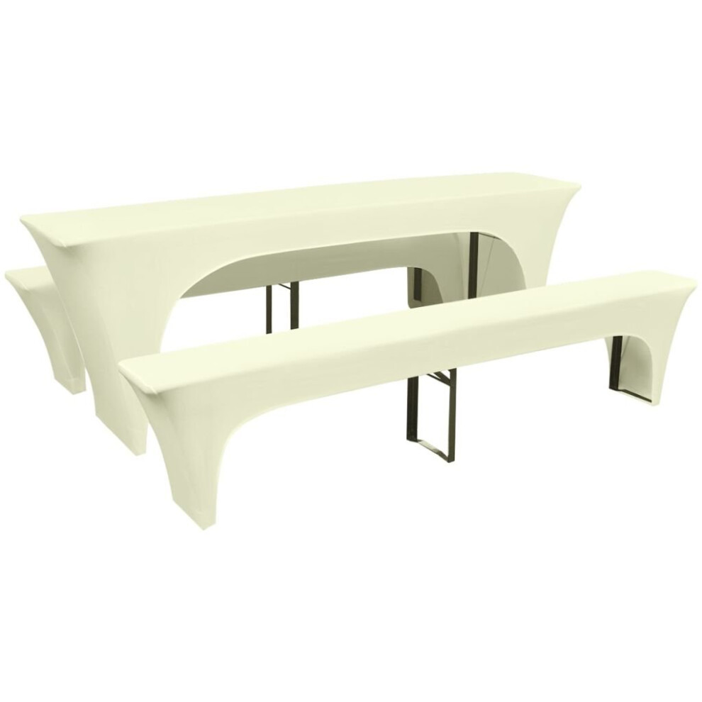 Vidaxl 3X Slipcovers For Beer Table And Benches Stretch Cream Cover Protection