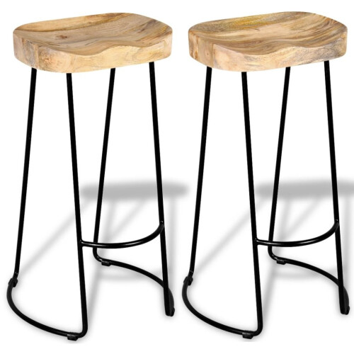 VidaXL vidaXL 2x Solid Mango Wood Gavin Bar Stools Home Kitchen Dining Room Chair 2