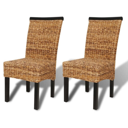 VidaXL vidaXL 2x Dining Chairs Abaca Brown Handmade Woven Kitchen Furniture Seat 1