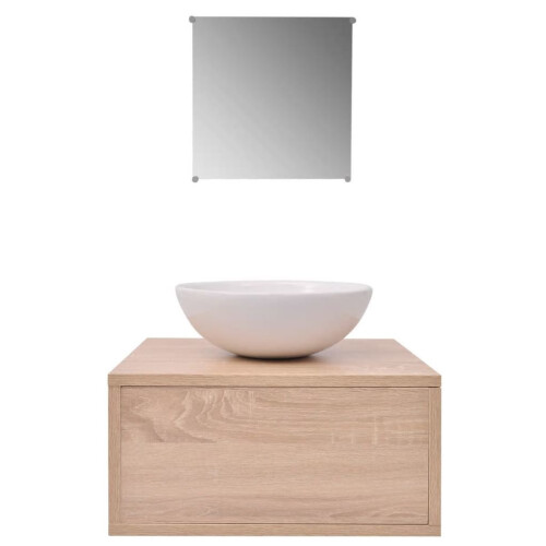 VidaXL vidaXL 3-tlg. Badmöbel und Waschbecken Set Beige 2