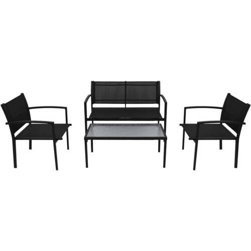 VidaXL vidaXL 4-tlg. Garten-Lounge-Set Textilene Schwarz 1