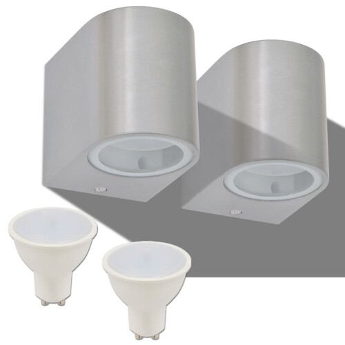 VidaXL vidaXL 2x Outdoor LED Wall Lights Round Downwards Garden Lamp Lighting Fixture 1