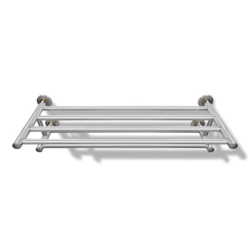VidaXL vidaXL Towel Rack 6 Tubes Stainless Steel Bathroom Robe Hanger Tail Holder 2