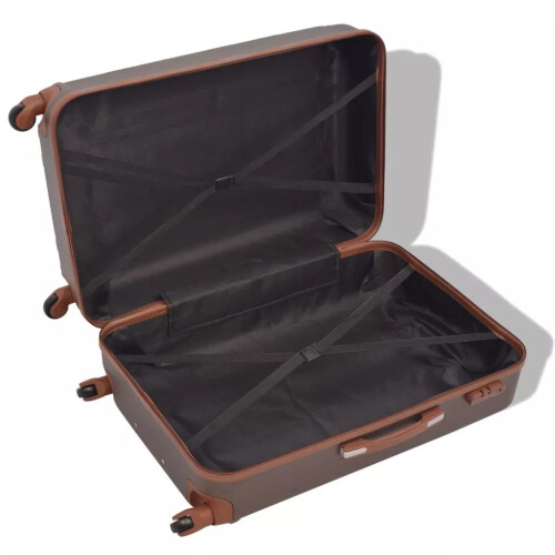 VidaXL vidaXL 4 Piece Hardcase Trolley Set Coffee Travel Suitcase Luggage Bag Cabin 2