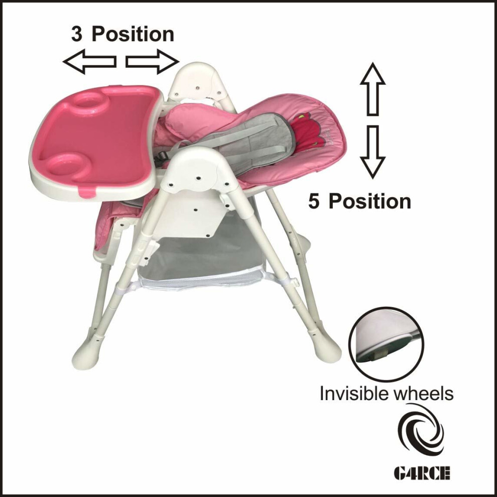 (Pink) Highchair Folding Baby Toddler Infant Reclining