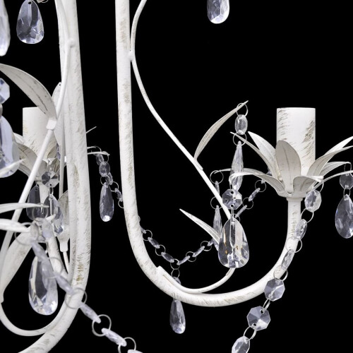 VidaXL vidaXL Crystal Pendant Ceiling Lamp Chandelier Elegant White Lighting Fixture 2