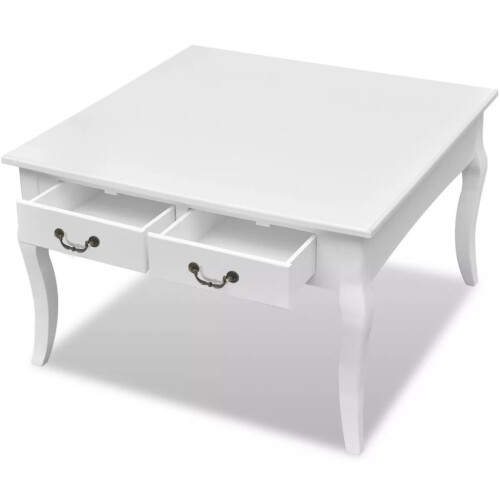 VidaXL vidaXL Coffee Table with 4 Drawers White Living Room Furniture Telephone Stand 2