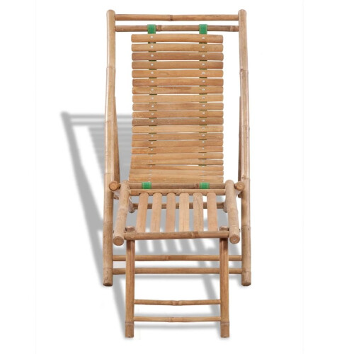 VidaXL Bamboo Deck Chair with Footrest Furniture Patio Garden Beach Yard Outdoor 1