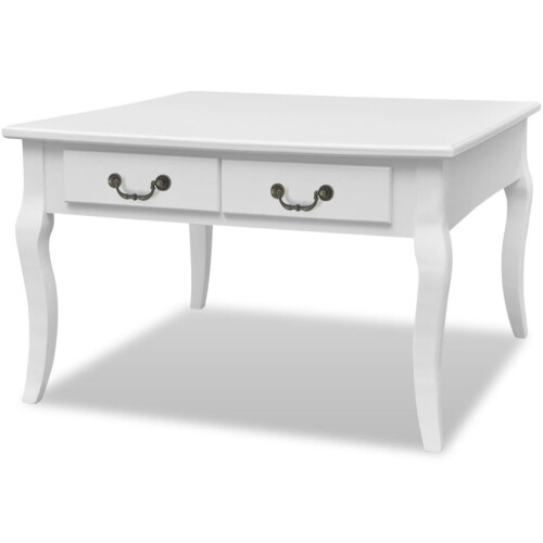 VidaXL vidaXL Coffee Table with 4 Drawers White Living Room Furniture Telephone Stand 1