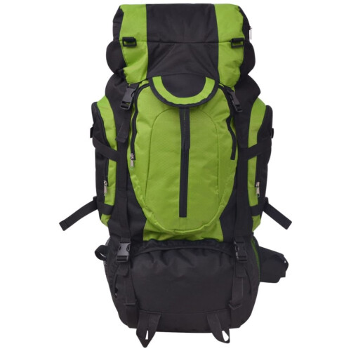 VidaXL vidaXL Hiking Backpack XXL 75L Black and Green Camping Rucksack Luggage Bag 2