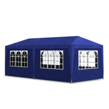 vidaXL 3 x 6m Blue Gazebo | 6-Wall Pavilion Party Tent