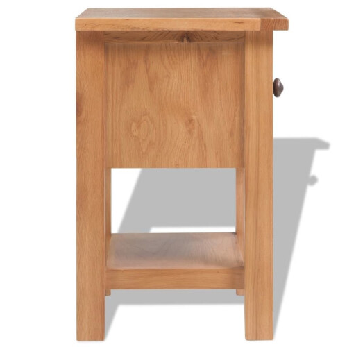 VidaXL vidaXL Solid Oak Wood Nightstand Brown Bedside Table Chest Telephone Stand 2