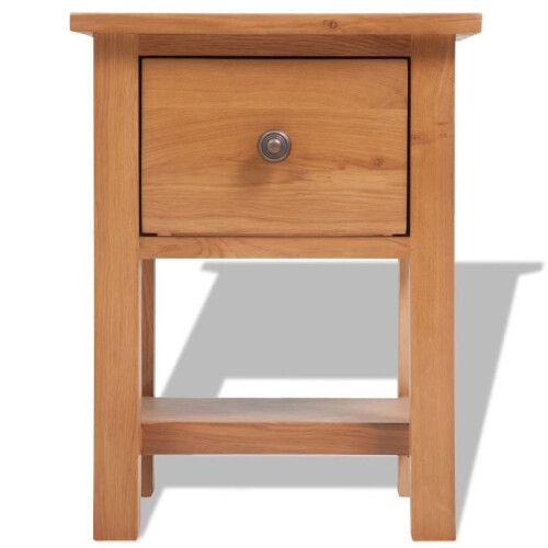 VidaXL vidaXL Solid Oak Wood Nightstand Brown Bedside Table Chest Telephone Stand 1