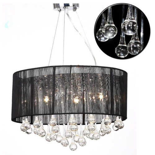 VidaXL vidaXL Chandelier with 85 Crystals Black Chandelier Lamp Pendant Lighting 2