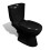 VidaXL vidaXL Toilet With Cistern Black Bathroom Seat Wall Faced Soft Close Flush 3