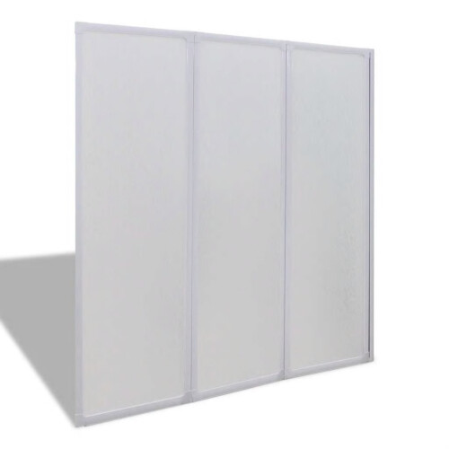 VidaXL Shower Bath Screen Wall Folding Shower Door 3 Panels Foldable 141 x 132 cm 1