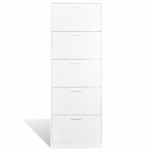 VidaXL vidaXL Wooden Shoe Cabinet with 5 Compartments White Storage Rack Organiser 2