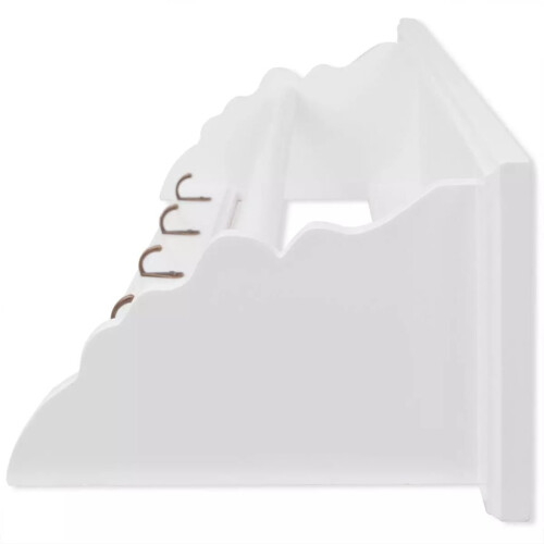 VidaXL vidaXL Coat Rack MDF White Baroque Style Clothes Storage Hanger Holder Hook 2