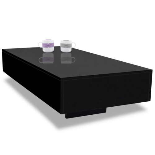 VidaXL vidaXL Coffee Table High Gloss Black 115x55x31cm Modern Living Room Furniture 2