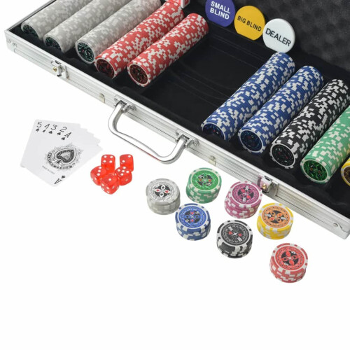 VidaXL vidaXL Poker Set with 500 Laser Chips Playing Game Aluminium Case Casino Dice 2