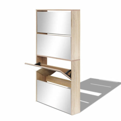 VidaXL vidaXL Schuhschrank mit 4 Fächern Spiegel Eiche 6317134 cm 2