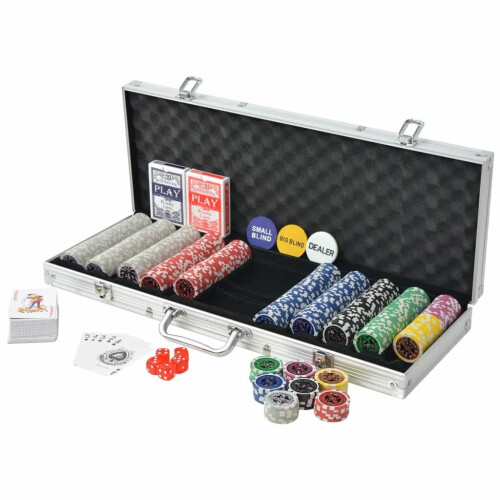 VidaXL vidaXL Poker Set with 500 Laser Chips Playing Game Aluminium Case Casino Dice 1