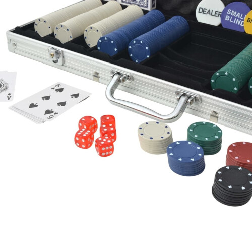 VidaXL vidaXL Poker Set with 500 Chips Aluminium Playing Card Game Case Casino Dice 2