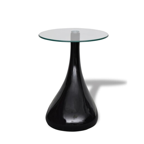 VidaXL vidaXL 2x Coffee Table with Round Glass Top High Gloss Black Home Furniture 2