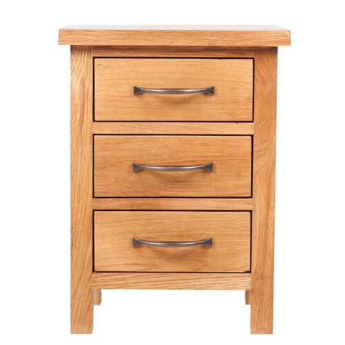 VidaXL vidaXL Solid Oak Wood Nightstand with 3 Drawers Bedside Table Cabinet Chest 1