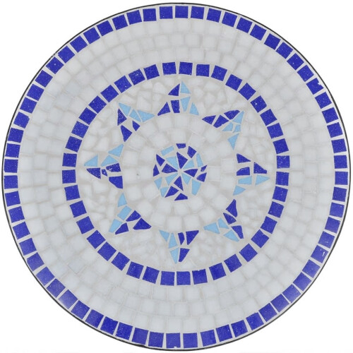 VidaXL vidaXL Mosaic Table 60cm Blue and White Outdoor Garden Balcony Patio Furniture 2
