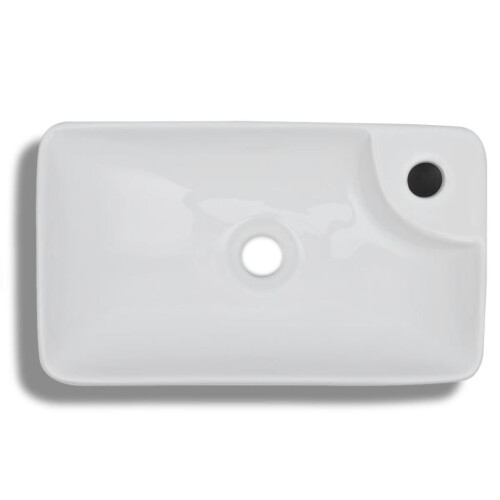 VidaXL vidaXL Ceramic Bathroom Sink Basin with Faucet Hole White Counter Top Fixture 2