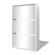 vidaXL 3-Layer Mirrored White Shoe Rack - W63 x H102.5cm