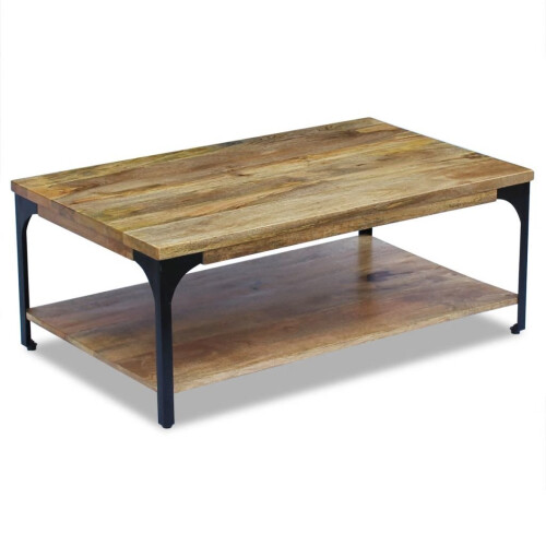 VidaXL vidaXL Coffee Couch Side Table Desk Furniture with One Shelf Home Mango Wood 2