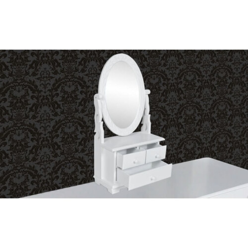 VidaXL vidaXL Vanity Makeup Table with Oval Swing Mirror MDF Home Dressing Furniture 1