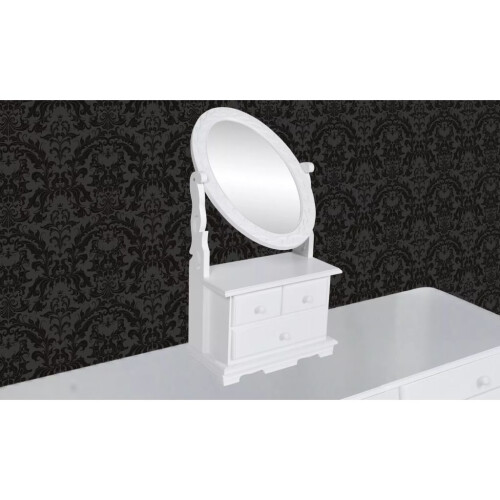 VidaXL vidaXL Vanity Makeup Table with Oval Swing Mirror MDF Home Dressing Furniture 2