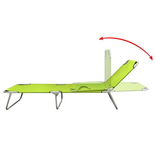 VidaXL Foldable Sun Lounger with Adjustable Backrest Apple Green 2