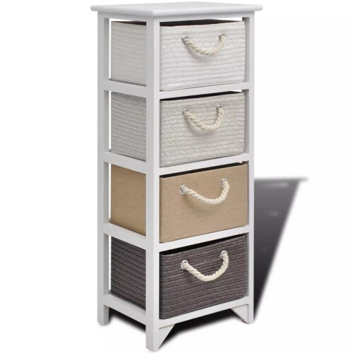 VidaXL Wood Storage Cabinet Cupboard Hall Side Chest with 4 Drawers Free Standing 1