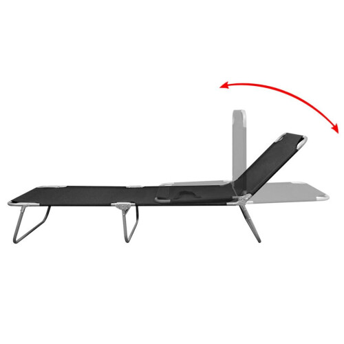 VidaXL Foldable Sun Lounger with Adjustable Backrest Black 2