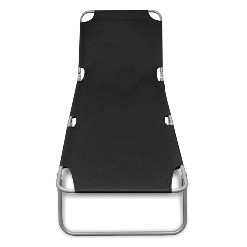 VidaXL Foldable Sun Lounger with Adjustable Backrest Black 1