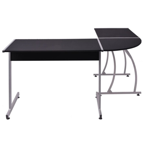 VidaXL vidaXL Black L-Shaped Corner Desk | Home Workstation 2