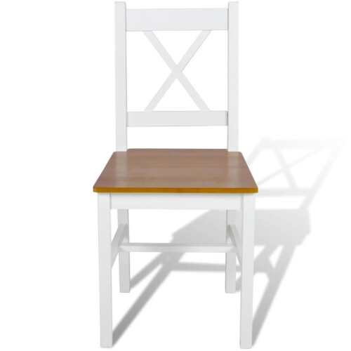 VidaXL vidaXL 2x Dining Chairs Wood White and Natural Colour Kitchen Furniture Seat 1