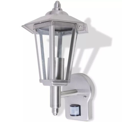 VidaXL vidaXL Outdoor Uplight Wall Lantern with Sensor Stainless Steel Security Light 1