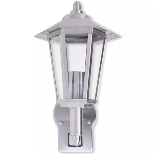 VidaXL vidaXL Outdoor Uplight Wall Lantern with Sensor Stainless Steel Security Light 2