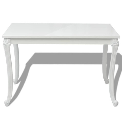 VidaXL vidaXL Dining Table 116x66x76cm High Gloss White Kitchen Cafe Stand Furniture 2