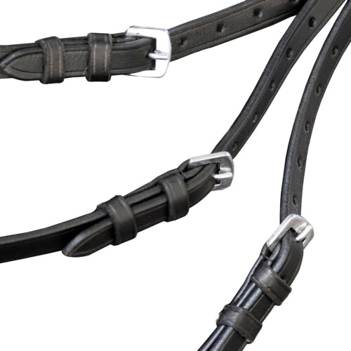 VidaXL vidaXL Leather Flash Bridle with Reins and Bit Black Full Adjustable Length 2