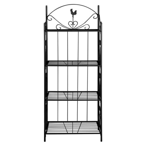 VidaXL vidaXL Plant Rack Square Black Outdoor Garden Flower Pot Display Shelf Rack 1