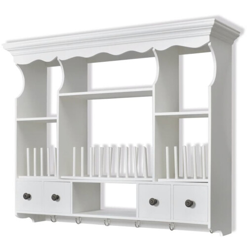 VidaXL vidaXL Wooden Kitchen Wall Cabinet White Cupboard Storage Shelf Display Unit 1
