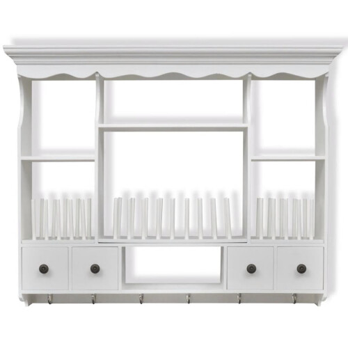 VidaXL vidaXL Wooden Kitchen Wall Cabinet White Cupboard Storage Shelf Display Unit 2