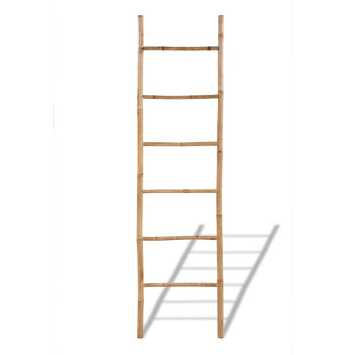 VidaXL vidaXL Bamboo Towel Ladder with 6 Rungs Rack Bathroom Storage Rail Household 1
